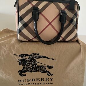 Burberry Beige and Black Plaid Satchel